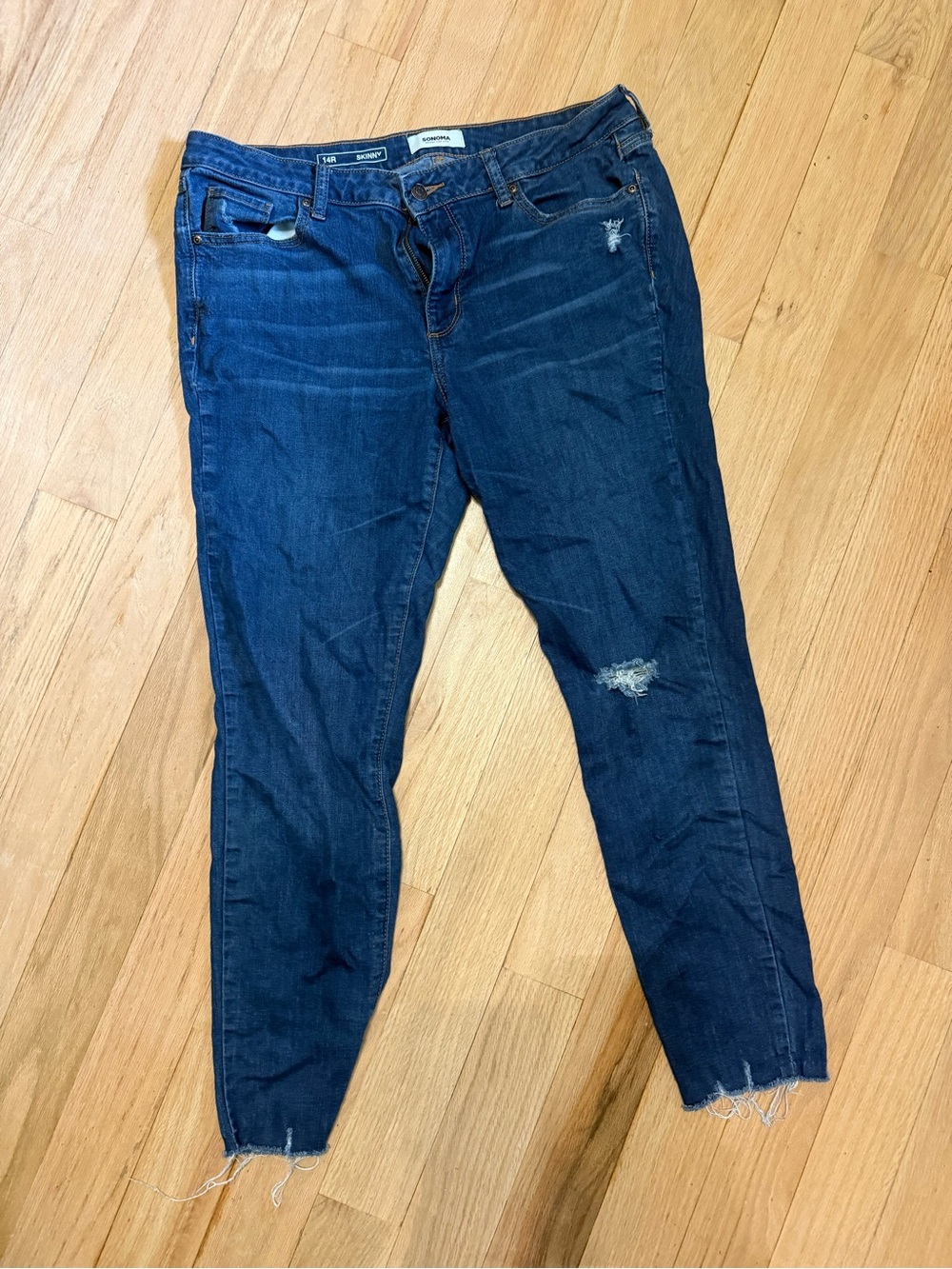Sonoma Dark Blue Distressed Ankle Jeans
